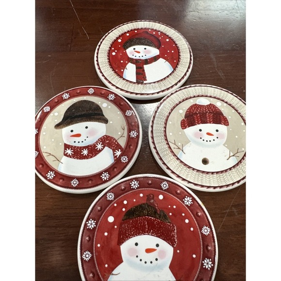 St. Nicholas Square Warm Wishes Set of 4 Coasters Snowman Christmas Holiday - Picture 5 of 5